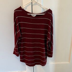Madewell Burgundy and Gray Striped Tunic
